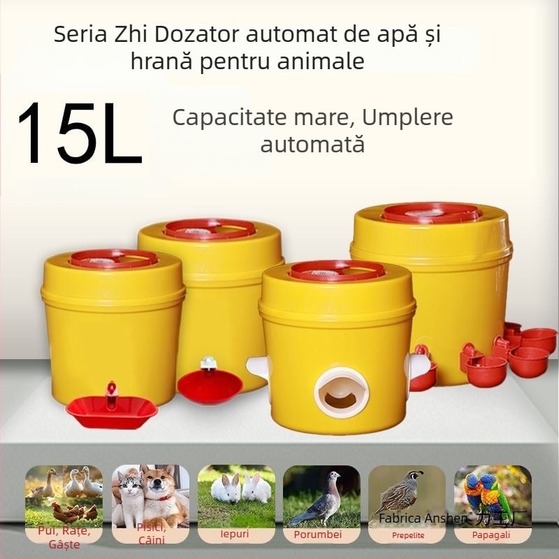 Găleată automată pentru apă și hrană pentru păsări și animale de companie