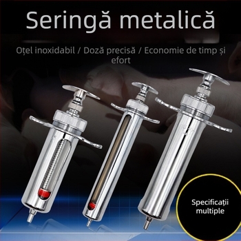 Seringă veterinară din oțel inoxidabil pentru porcine, bovine și oi – seringă metalică pentru injecții animale