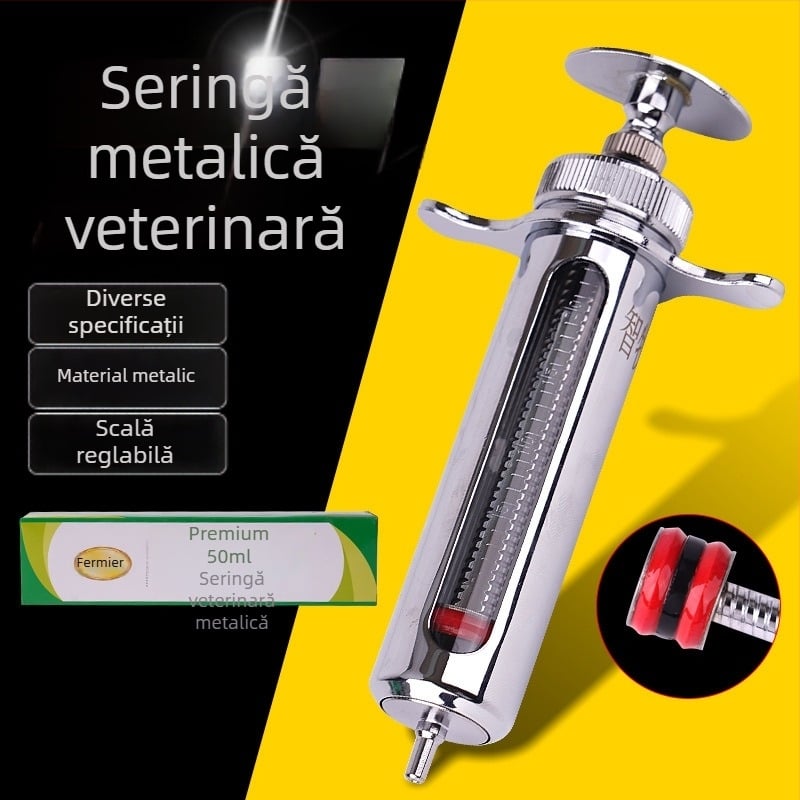 Seringă veterinară din oțel inoxidabil pentru porcine, bovine și oi – seringă metalică pentru injecții animale
