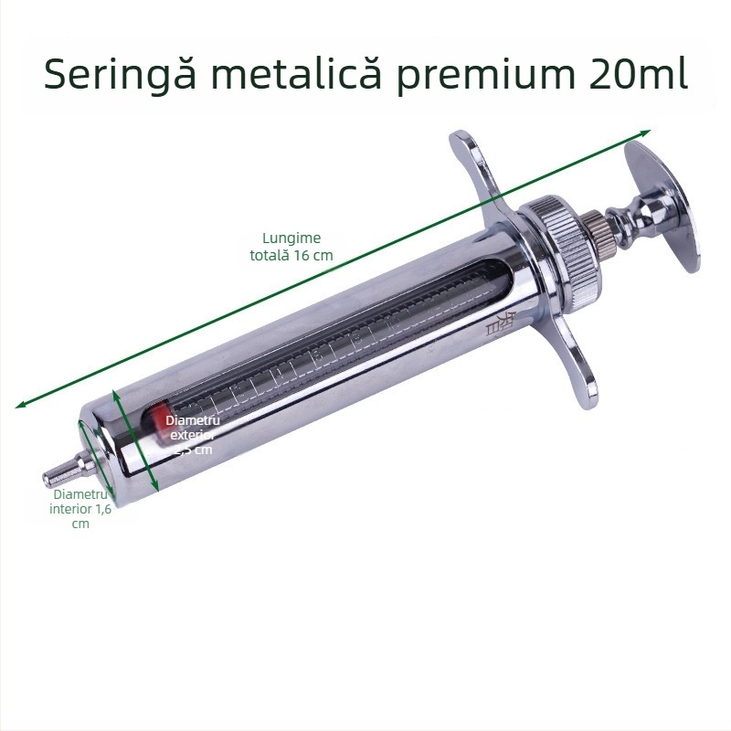 Seringă veterinară din oțel inoxidabil pentru porcine, bovine și oi – seringă metalică pentru injecții animale