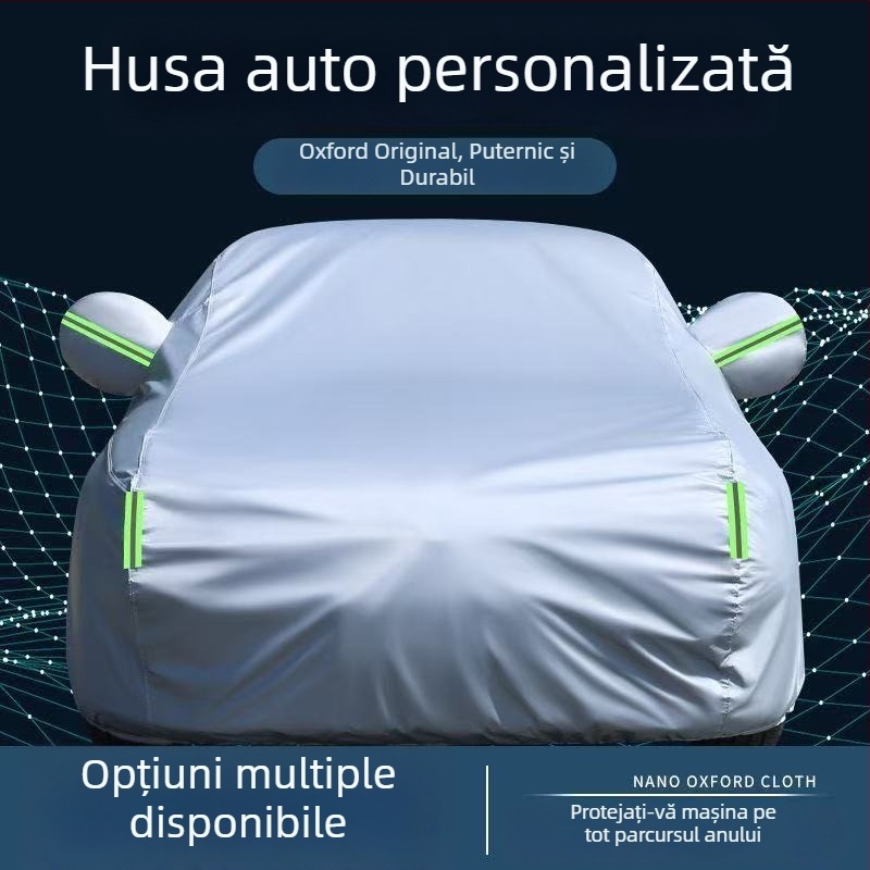 Shuojie Acoperire pentru mașină – groasă, impermeabilă, protecție împotriva ploii și a razelor solare, izolație termică, acoperire universală pentru vehicul