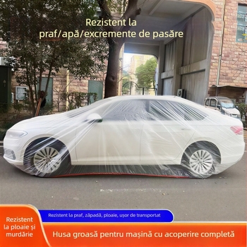 Husă de mașină de unică folosință, transparentă din plastic, universală pentru SUV, protecție UV și praf, potrivită pentru vopsire cu spray