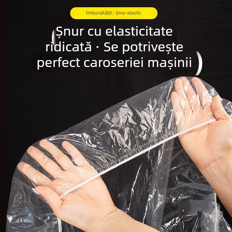 Protecție de mașină de unică folosință, husă auto transparentă din plastic, protecție solară și împotriva ploilor, universală, potrivită pentru vopsire cu spray, husă antipraf