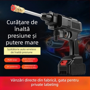 Dispozitiv de spălat auto fără fir, portabil, reîncărcabil, pistol de apă de înaltă presiune cu pompă puternică