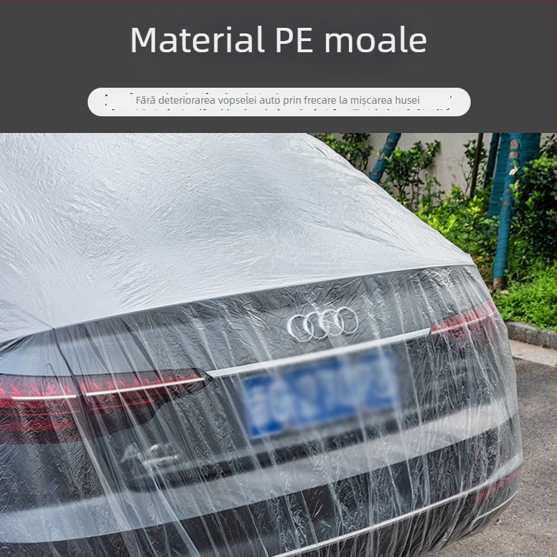 Husă de mașină de unică folosință, transparentă, din peliculă PE, impermeabilă la ploaie, pentru exterior, împotriva prafului