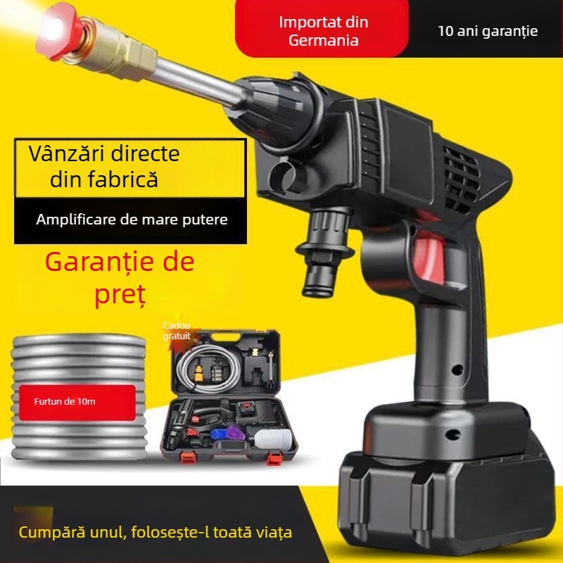 Dispozitiv fără fir pentru spălarea mașinii cu pistol de înaltă presiune, baterie Li-ion reîncărcabilă, aparat de curățare puternic