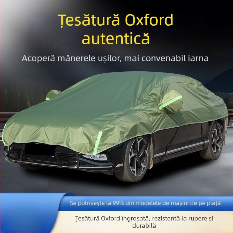 Husa auto din țesătură Oxford groasă, mare acoperire parțială, protecție solară și împotriva ploii, izolație termică, universal pentru toate anotimpurile, protecție împotriva frigului și zăpezii
