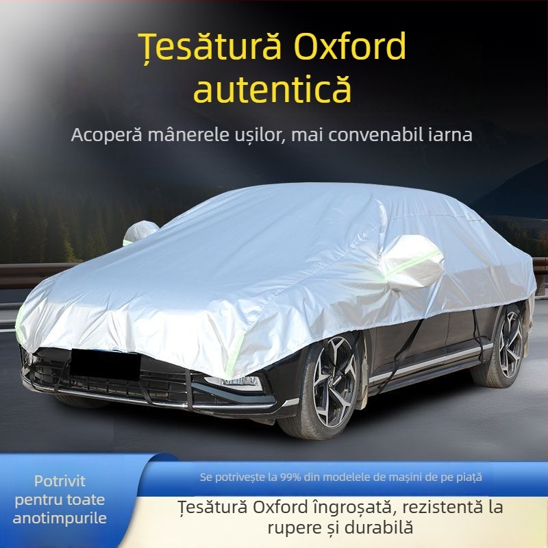 Husa auto din țesătură Oxford groasă, mare acoperire parțială, protecție solară și împotriva ploii, izolație termică, universal pentru toate anotimpurile, protecție împotriva frigului și zăpezii