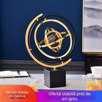 Glob metal rotativ în stil european, ornament de birou pentru sufragerie