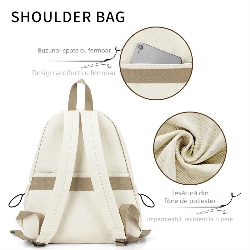 Rucsac feminin la modă, capacitate mare, rucsac școlar pentru elevi, nylon, 20–35 L, compatibil cu laptop de 14 inchi, stil casual urban