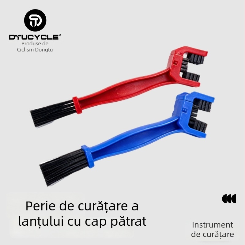 Perie de curățare a lanțurilor pentru bicicletă și motocicletă, cu trei fețe și cap pătrat