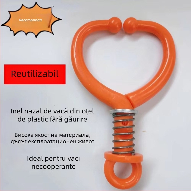 Inel nazal pentru vaci, clește nazal, echipament veterinar din plastic, echipament antiderapant pentru animale, tip vertical pentru uz casnic în exploatații de lactație