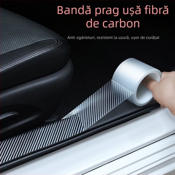 Protector pentru pragul mașinii cu aspect fibră de carbon – universal, anti-zgârieturi, anti-șocuri, folie de protecție portbagaj