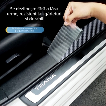 Protector pentru pragul mașinii cu aspect fibră de carbon – universal, anti-zgârieturi, anti-șocuri, folie de protecție portbagaj