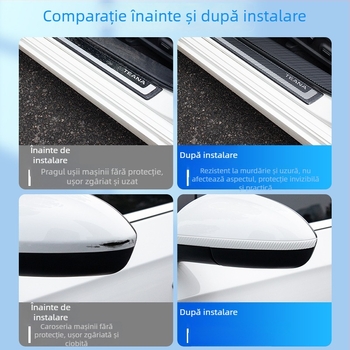 Protector pentru pragul mașinii cu aspect fibră de carbon – universal, anti-zgârieturi, anti-șocuri, folie de protecție portbagaj