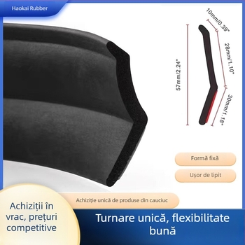 Bandă de etanșare din cauciuc pentru partea inferioară a pragului lateral al mașinii, universală, neagră