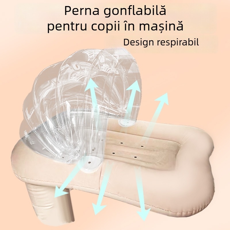 Pat gonflabil pentru mașină pentru sugari și copii, protecție pentru bancheta din spate, respirabil, pliabil, portabil, 82×62 cm.
