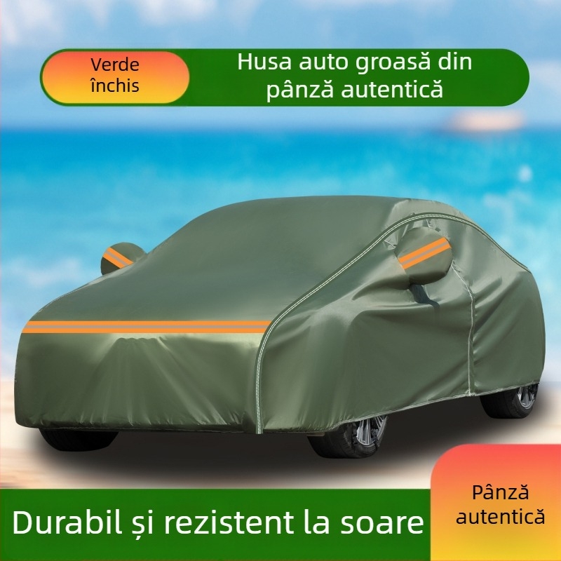 Husă auto din canvas gros 600D, impermeabilă și UV-protecție, acoperire completă care blochează lumina și izolează căldura.