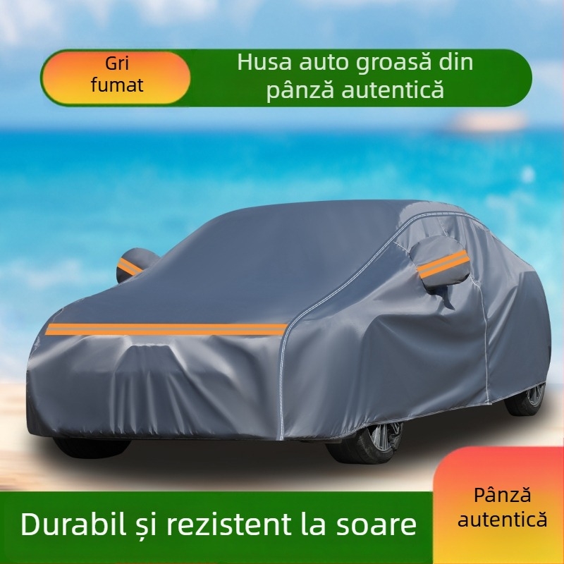 Husă auto din canvas gros 600D, impermeabilă și UV-protecție, acoperire completă care blochează lumina și izolează căldura.