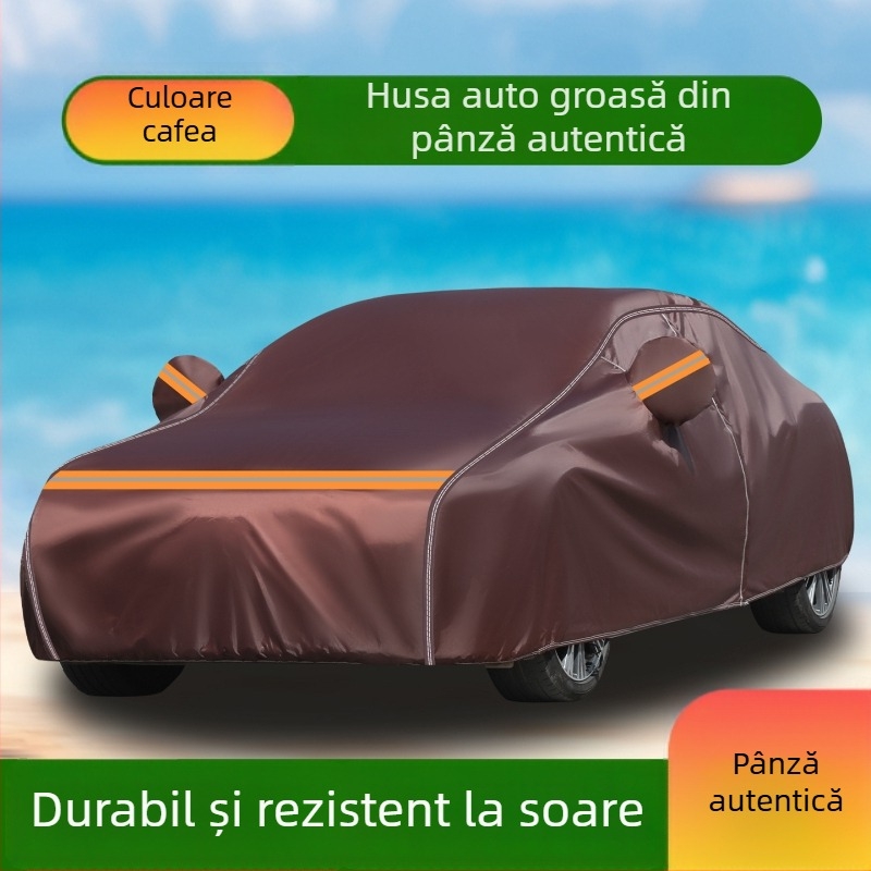 Husă auto din canvas gros 600D, impermeabilă și UV-protecție, acoperire completă care blochează lumina și izolează căldura.