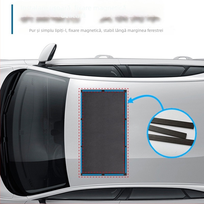 Ecran magnetic anti-țânțari pentru sunroof auto, cu perdea din plasă, pentru camping și drumuri cu mașina