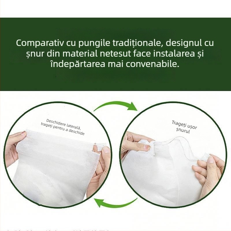 Sac de fructe anti‑insect din material nețesut, impermeabil, respirabil, translucid, cu șnur