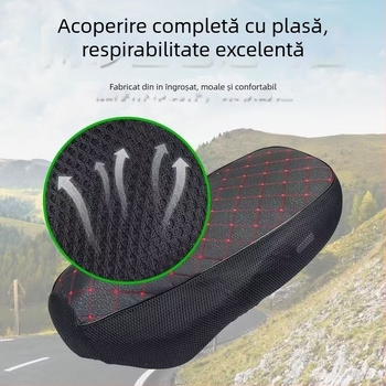 Husă pentru șa de motocicletă cu șnur antiderapant, pernă de șa respirabilă, universală pentru toate anotimpurile, țesătură cu protecție UV
