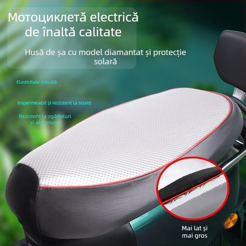 Husă impermeabilă de șa pentru motocicletă, model pătrat-diamant, dimensiune mare, lățită și îngroșată, pentru toate anotimpurile