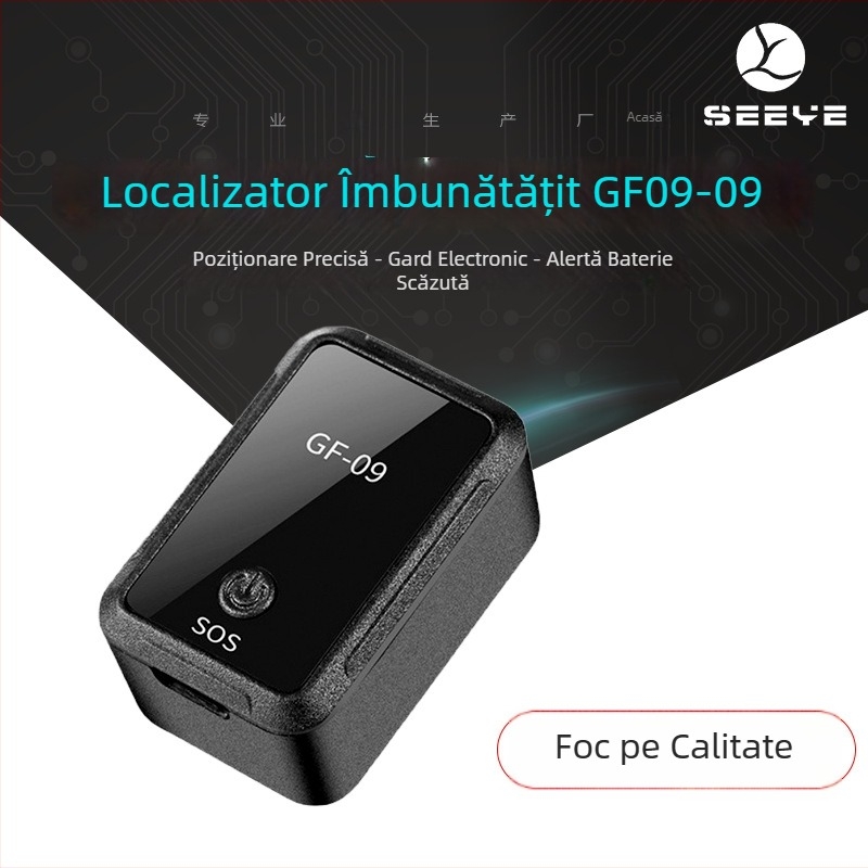 GF09 Localizator pentru mașină – GPS Tracker, Anti-Pierdere, Redare Traseu, Alarmă