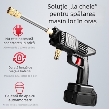 Pompa multifuncțională de spălare auto cu presiune înaltă, pistol de apă fără fir pentru utilizare casnică, unealtă cu baterie litiu, curățare eficientă, funcționare silențioasă