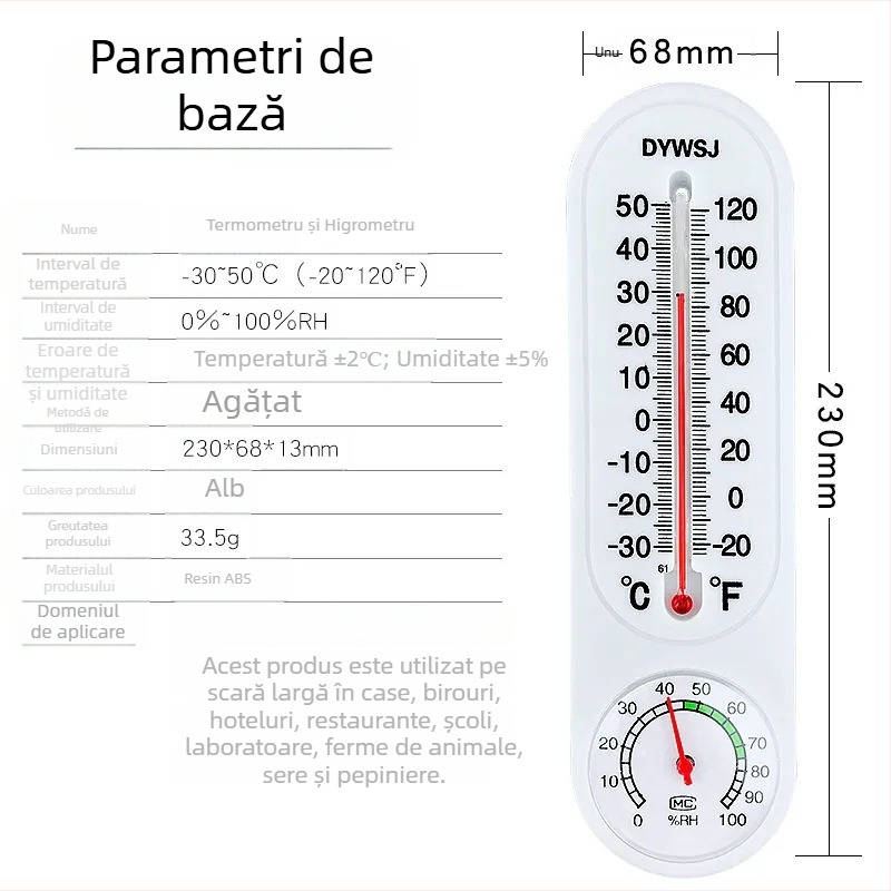 A12-15-3DY Senzor de umiditate și temperatură cu citire directă, pentru uz casnic, cu suport de agățare, pentru sere de cultură