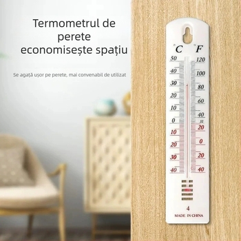Termometru de apă din sticlă cu lichid roșu, termometru de cameră pentru citiri precise ale temperaturii, tip atârnat