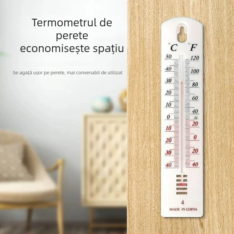 Termometru de apă din sticlă cu lichid roșu, termometru de cameră pentru citiri precise ale temperaturii, tip atârnat