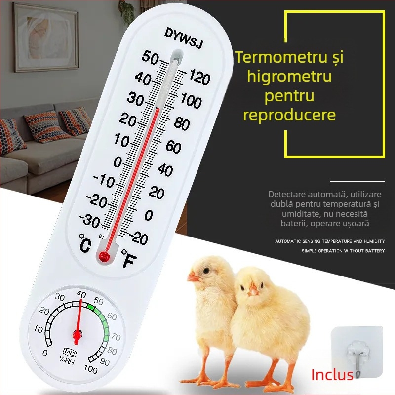 Termometru și higrometru pentru interior și exterior, montaj pe perete, pentru seră