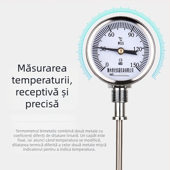 WSS-311/301 Termometru industrial cu protecție la explozie, bimétal pentru țevi de cazan, axial și radial, indicator Y60