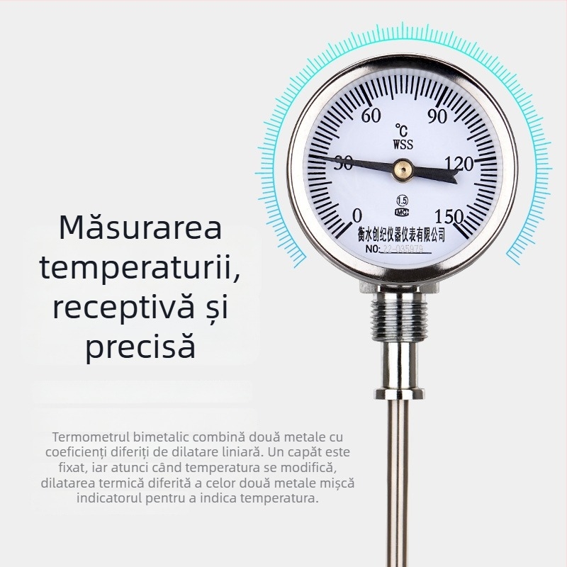 WSS-311/301 Termometru industrial cu protecție la explozie, bimétal pentru țevi de cazan, axial și radial, indicator Y60
