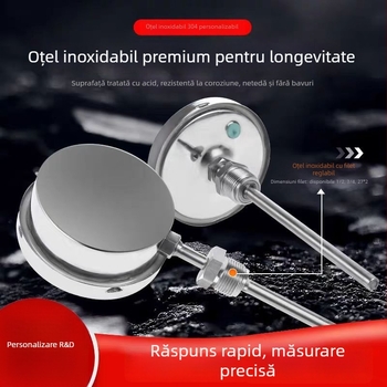 WSSN-411 Oțel inoxidabil, rezistent la șocuri și coroziune, termometru bimetalic cu indicator pentru temperaturi înalte, pentru cazane