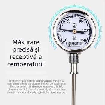 WSS-311/301 Termometru bimatal ignifug pentru țevi de cazan, axiale și radiale, indicator Y60, 0–300°C