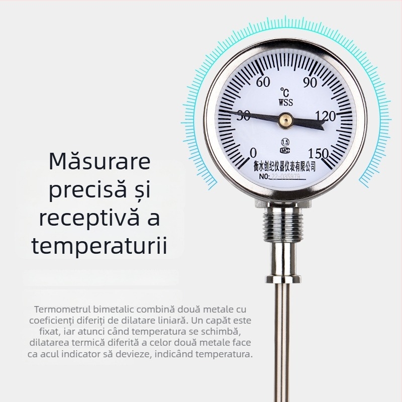 WSS-311/301 Termometru bimatal ignifug pentru țevi de cazan, axiale și radiale, indicator Y60, 0–300°C