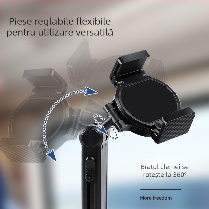 Suport portabil pentru telefon pentru călătorii, suport de masă pliabil cu rotire la 360°, clips magnetic cu utilizare dublă pentru avion și tren de mare viteză