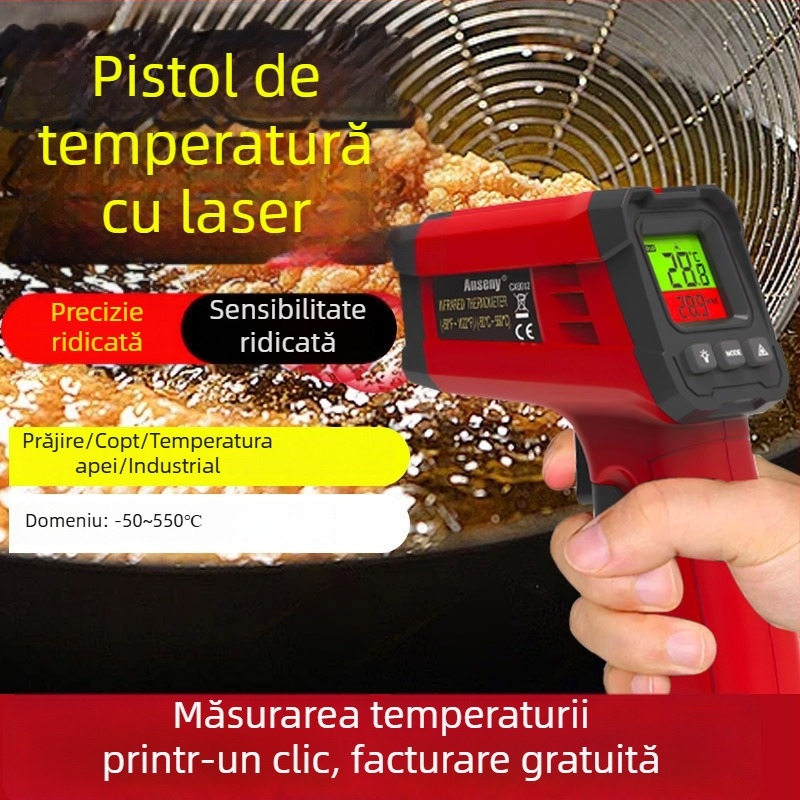 Termometru infrarosu fără contact pentru temperatura apei și a uleiului în bucătărie, precizie înaltă