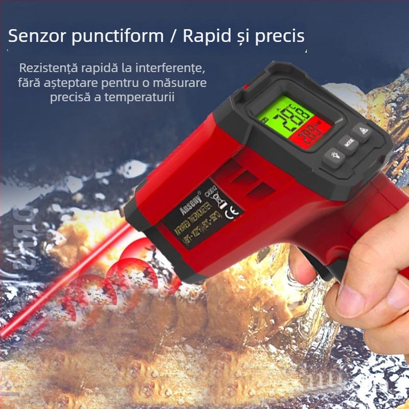 Termometru infrarosu fără contact pentru temperatura apei și a uleiului în bucătărie, precizie înaltă