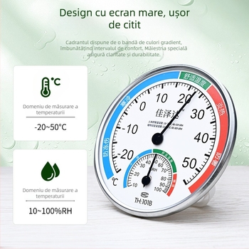 Termometru digital cu temperatură și umiditate, cu ceas de alarmă, pentru uz casnic, montat pe perete, cu precizie înaltă