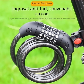Încuietoare cu curea din piele personalizată, cu cod de acces și cablu din oțel gros pentru bicicletă, e-bike și motocicletă