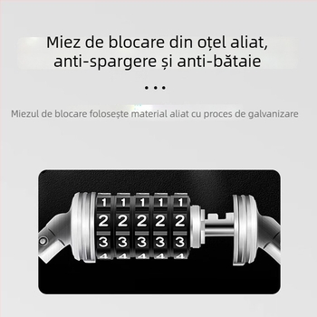 Încuietoare cu curea din piele personalizată, cu cod de acces și cablu din oțel gros pentru bicicletă, e-bike și motocicletă