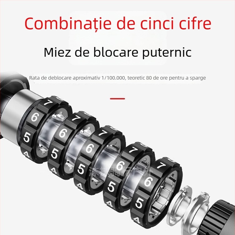 Încuietoare cu curea din piele personalizată, cu cod de acces și cablu din oțel gros pentru bicicletă, e-bike și motocicletă