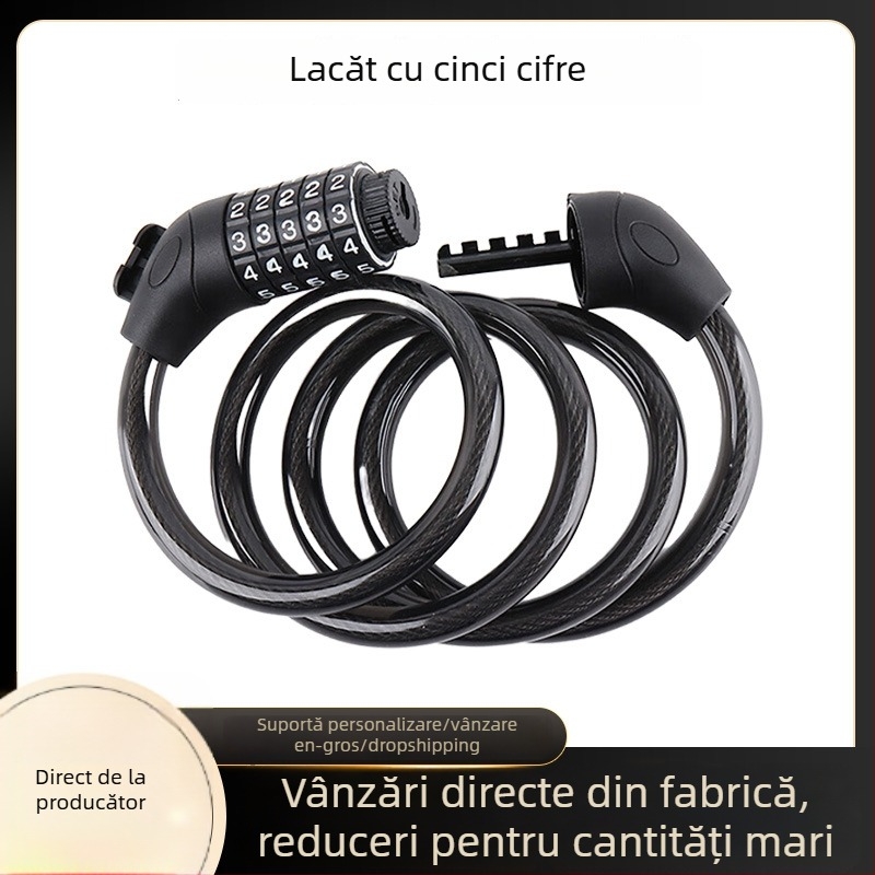 Încuietoare cu curea din piele personalizată, cu cod de acces și cablu din oțel gros pentru bicicletă, e-bike și motocicletă