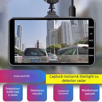 CM-2 Cameră de bord cu ecran tactil de 4 inch, 1080p, lentile duale față-spate, înregistrare față-spate și vedere de retrogradare