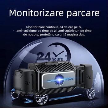 Dash cam HD cu 4 camere, viziune de noapte, înregistrare față și spate, conectivitate Wi-Fi cu telefonul, 1080P