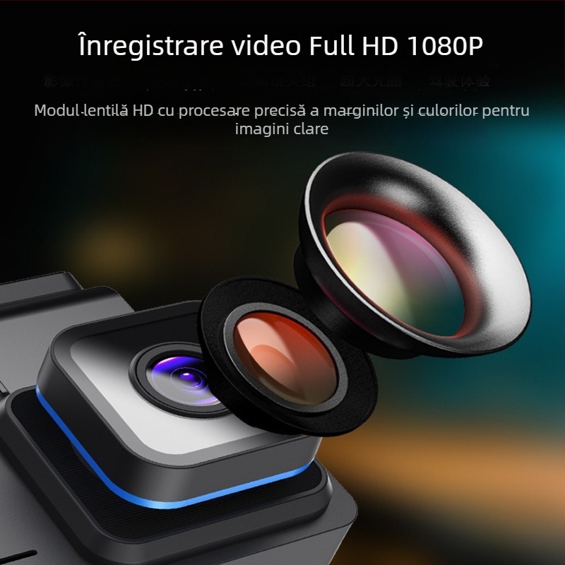 Cameră pentru mașină cu obiectiv dublu de 3,0 inch, înregistrare 1080p față și spate, imagine de parcare, Wi‑Fi, unghi 170°, F2.0, LCD de 3,0 inch